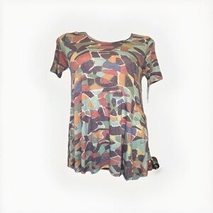 LulaRoe XXS Buttery Soft perfect T‎ Multi Color Geometric Pattern